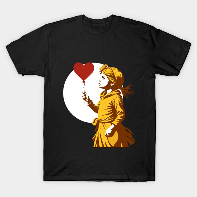 Girl with heart Balloon: Close-Up Embrace T-Shirt by EcoEdge